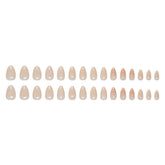 VIBEFICANT GLAZE Nude Embossed Art Pearl Embellishment Short Almond Press on Nails